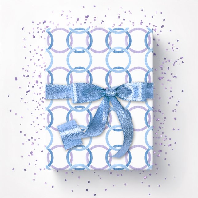Papel De Presente Argolas Entrelaçadas em Azul e Roxo (Criador carregado)