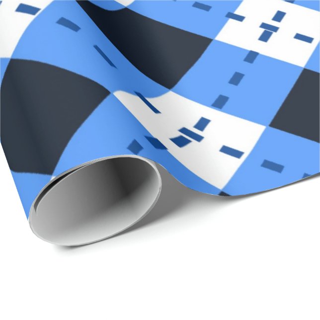 Papel De Presente Argyle Azul (Ponta do rolo)