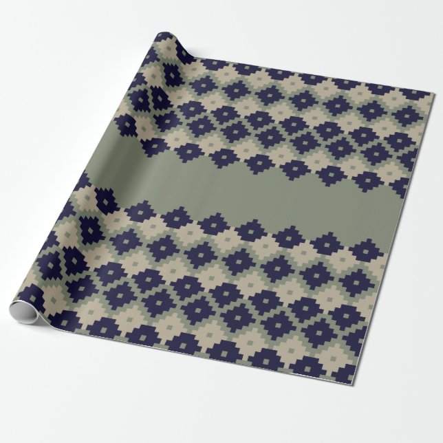 Papel De Presente Argyle fair isle com desenho de padrão sem descont (Desenrolado)