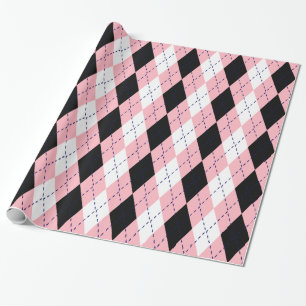 Papel De Presente Argyle XL Marinho Cor-de-Rosa Azul Wht