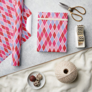 Papel De Presente Arlequim Romântico e Feminino Rosa