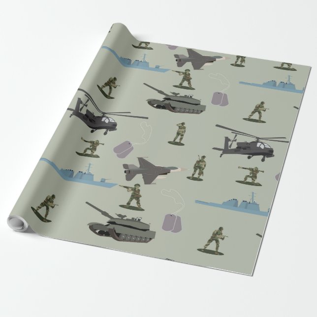 Papel De Presente Army Military Camouflage Green Camo  (Desenrolado)