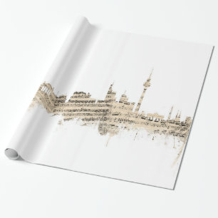 Papel De Presente Arquitectura da cidade da partitura da skyline de