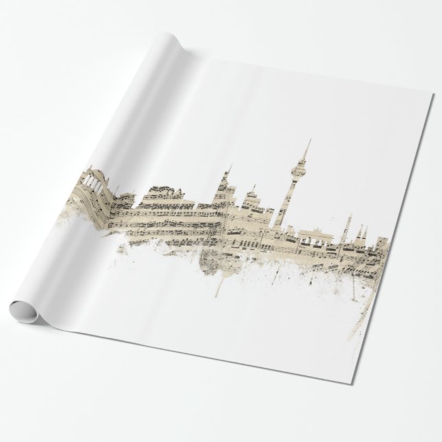Papel De Presente Arquitectura da cidade da partitura da skyline de (Desenrolado)