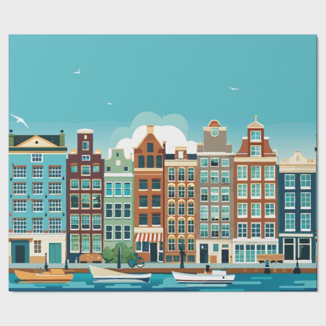 Papel De Presente Arquitetura Holandesa tema Amsterdã Holanda (Barra)