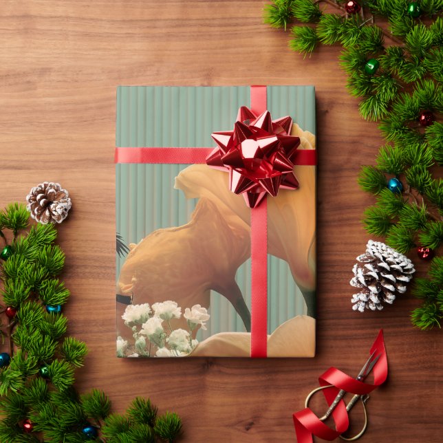 Papel De Presente Arranjo Floral de Antúrio e Tropicais (Presente de Natal)
