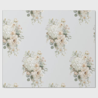Papel De Presente Arranjos de Flores de Marfim Adesivo – Floral Eleg