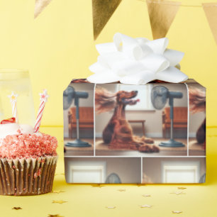 Papel De Presente Arrefecimento irlandês na frente de um ventilador