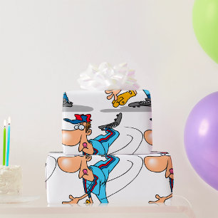 Papel De Presente Arremessador de beisebol de desenho animado engraç