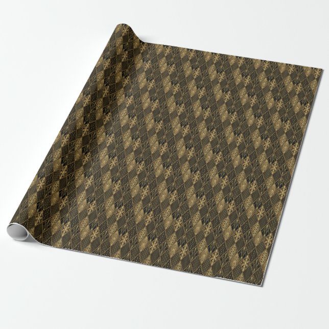 Papel De Presente Art Deco Black Dourado Elegance (Desenrolado)