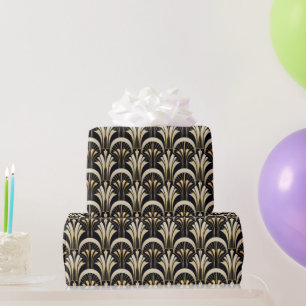 Papel De Presente Art Deco Black e Dourado simétrico
