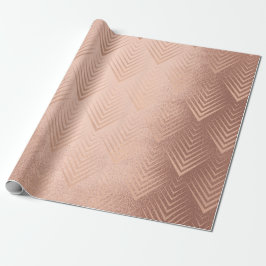 Papel De Presente Art Deco Blush Rosa Dourada Geometria Mínima Elega