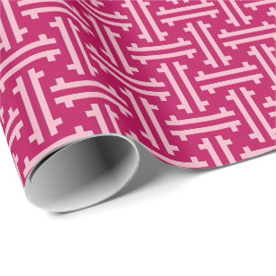 Papel De Presente Art Deco Chinês Fret, Fuchsia Rosa