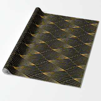 Papel De Presente Art Deco Dourado a preto