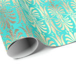 Papel De Presente Art Deco Dourado Champaigne Mint Oceano Verde<br><div class="desc">florenceK clássico de plástico plástico florenceK design</div>