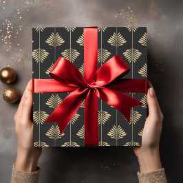 Papel De Presente Art Deco Dourado Palm Fern Fronds