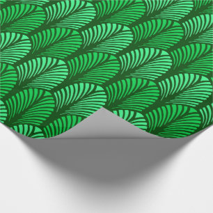 Papel De Presente Art Deco Feather Pattern, Emerald Green