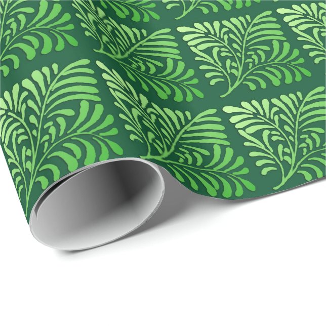 Papel De Presente Art Deco Fern Standard - tons verdes (Ponta do rolo)