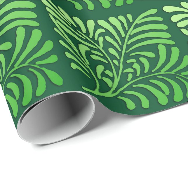 Papel De Presente Art Deco Fern Standard - tons verdes (Ponta do rolo)
