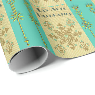 Papel De Presente Art deco gold e teal French