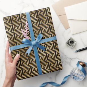 Papel De Presente Art deco gold triplo