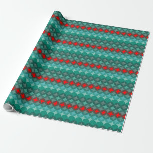 Papel De Presente art deco inspirou o teal e o abstrato vermelho