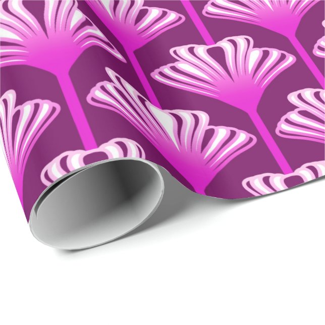 Papel De Presente Art Deco Lily, Ametista Roxo e Orquídea (Ponta do rolo)