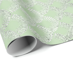 Papel De Presente Art Deco Mint Green Silver Scales Vip