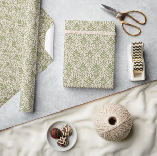 Papel De Presente Art Deco Pattern 01 - Camouflage Green on White