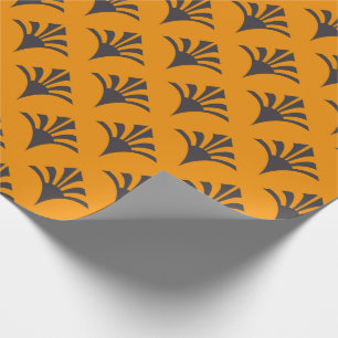 Papel De Presente Art Deco Pattern 02 - Deco Black on Vivid Gamboge