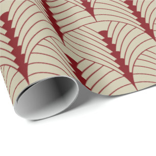 Papel De Presente Art Deco Pattern 03 - Midnight Red on Off-White