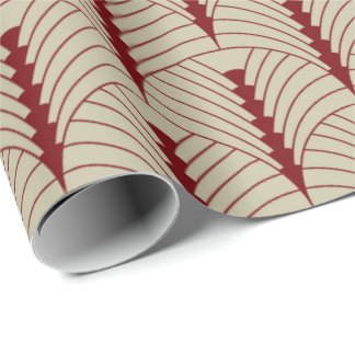 Papel De Presente Art Deco Pattern 03 - Midnight Red on Off-White