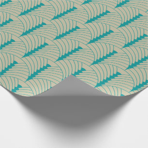 Papel De Presente Art Deco Pattern 03 - Teal on Off-White