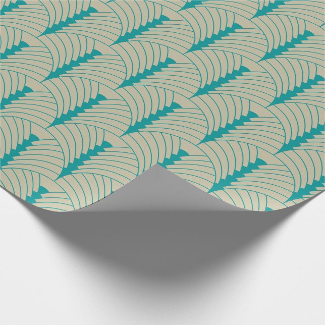 Papel De Presente Art Deco Pattern 03 - Teal on Off-White (Ponta)