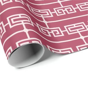 Papel De Presente Art Deco Pattern 09 - Rosa claro em rosa de frambo
