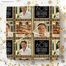 Art Deco Personalizado Idade Foto Aniversário Pret
