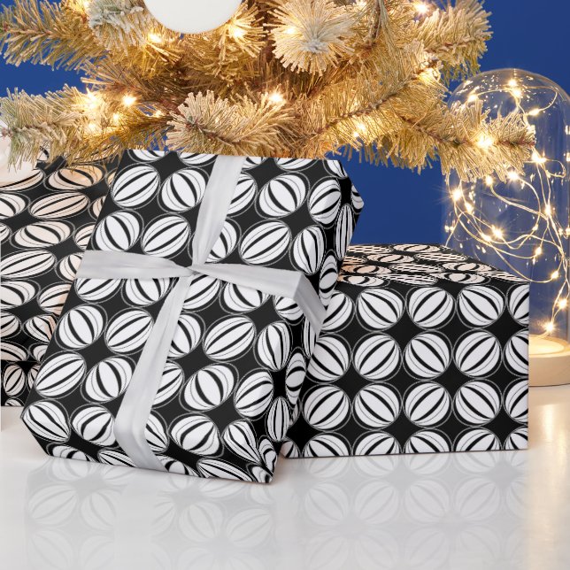 Papel De Presente Art Deco Preto e Branco (Feriados)
