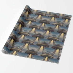 Papel De Presente Art Deco UFO Wrapping Paper
