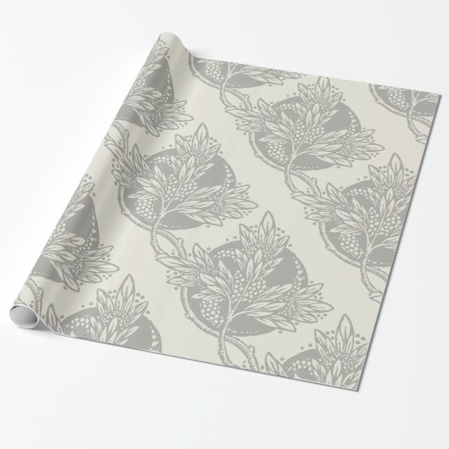 Papel De Presente Art Nouveau Fllower Minimalismo Floral (Desenrolado)