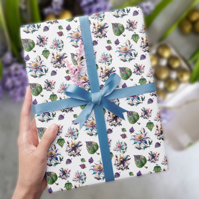 Papel De Presente Art Nouveau Flores De Páscoa De Vidro Contidas (Criador carregado)