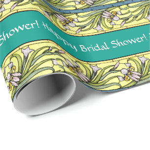 Papel De Presente Art Nouveau Iris Floral Chá de panela