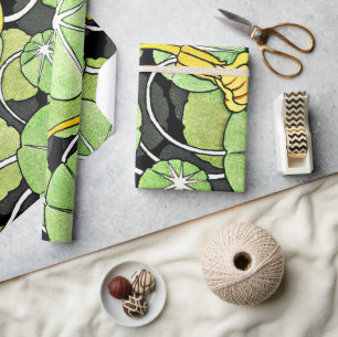 Papel De Presente Art Nouveau Ouro Yellow Nasturtium