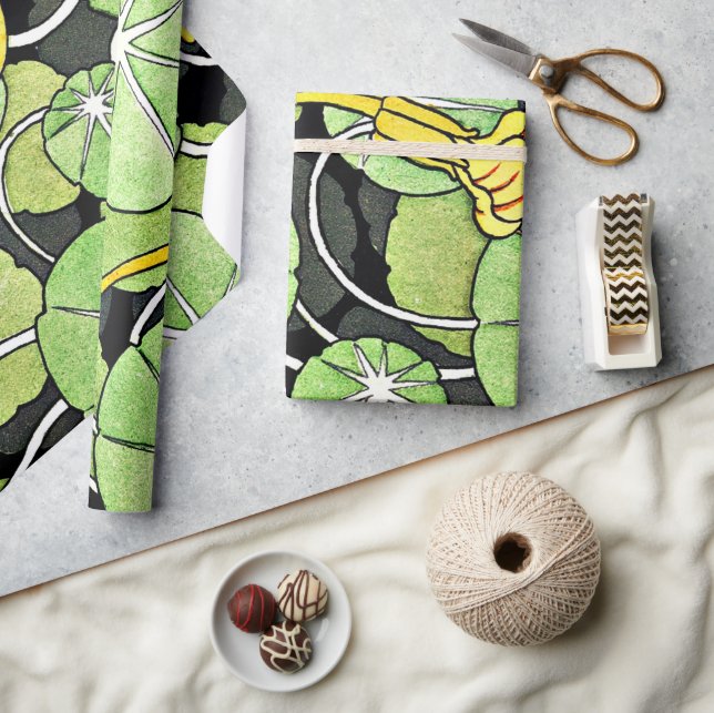 Papel De Presente Art Nouveau Ouro Yellow Nasturtium (Artesanato)