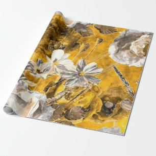 Papel De Presente art vintage watercolor monocromático floral sem c