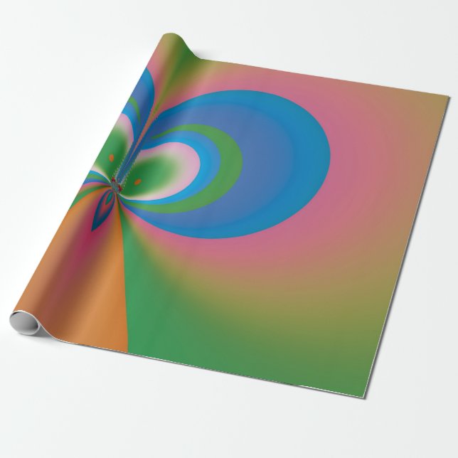 Papel De Presente Arte Abstrata Borboleta Azul (Desenrolado)