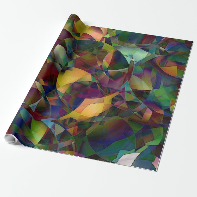 Papel De Presente Arte Abstrata Colorida e Kaleidoscópica (Desenrolado)