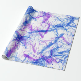Papel De Presente Arte abstrata com tinta alcoólica roxa azul branca
