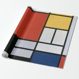 Papel De Presente Arte abstrata em vermelho azul e amarelo de Piet M
