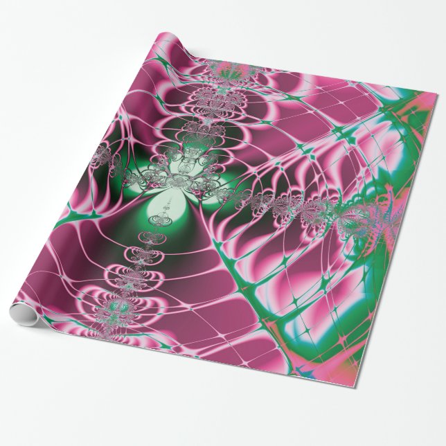 Papel De Presente Arte abstrata flor vermelha (Desenrolado)