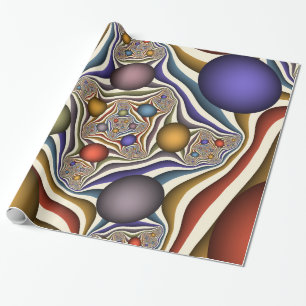 Papel De Presente Arte abstrata fractal colorida voando alto